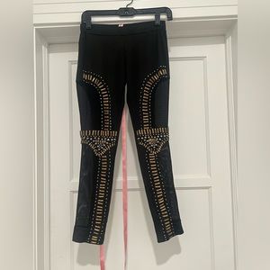 Celeb Boutique BLACK MESH & GOLD EMBELLISHED LEGGINGS